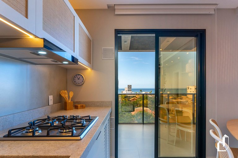 Apartamento aconchegante para 5 pessoas com vista para o mar